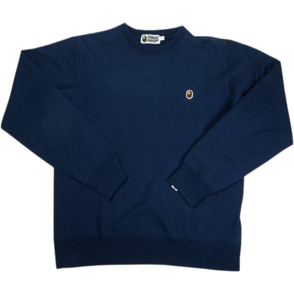 乐天商城 - A BATHING APE ア ベイシング エイプ ONE POINT CREWNECK クルーネックスウェット 紺 Size 【L】 【中古品-良い】 30006631