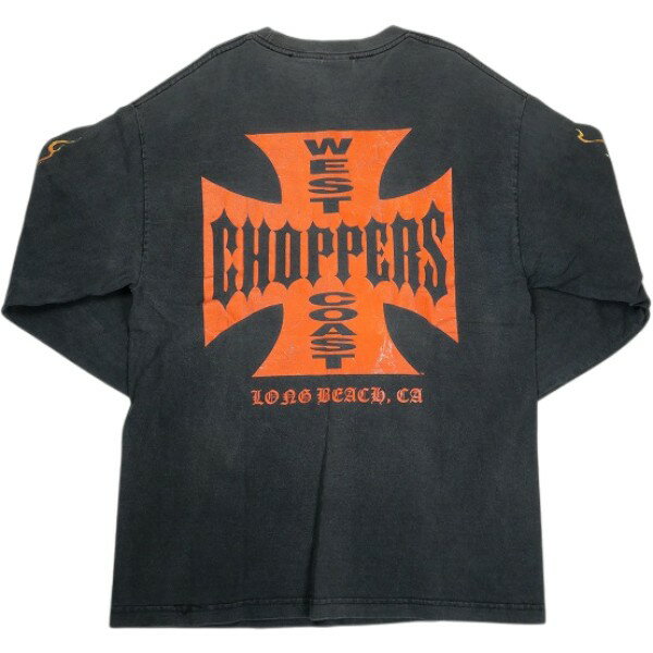 VINTAGE ヴィンテージ West Coast Choppers ウェストコーストチョッパーズ Skull Flame Red Cross LS Tee ロンT 黒 Size   30006841