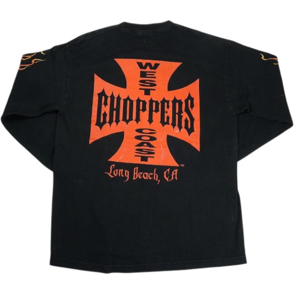 VINTAGE ヴィンテージ West Coast Choppers ウェストコーストチョッパーズ Skull Flame Red Cross LS Tee ロンT 黒 Size   30006842