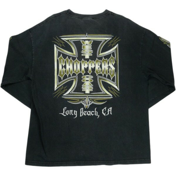 樂天商城 - VINTAGE ヴィンテージ West Coast Choppers ウェストコーストチョッパーズ Pinstripe Iron Cross LS Tee ロンT 黒 Size 【XL相当】 【中古品-良い】 30006836