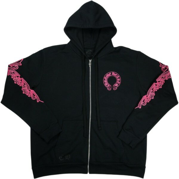 CHROME HEARTS クロム・ハーツ HORSESHOE FULL ZIP HOODIE BLACK/PINK ジップパーカー 黒 Size 【L】 【新古品・未使用品】 30007068