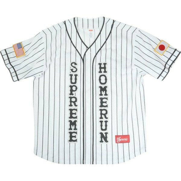 乐天商城 - SUPREME シュプリーム ×Homerun 25SS Baseball jersey Stripe ベースボールジャージ 白黒 Size 【L】 【新古品・未使用品】 30009404