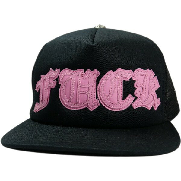 CHROME HEARTS クロム・ハーツ TRUCKER CAP LEATHER PATCH BLACK/PINK FUCKロゴレザーパッチメッシュキャップ ピンク Size 【フリー】 【新古品・未使用品】 30008568