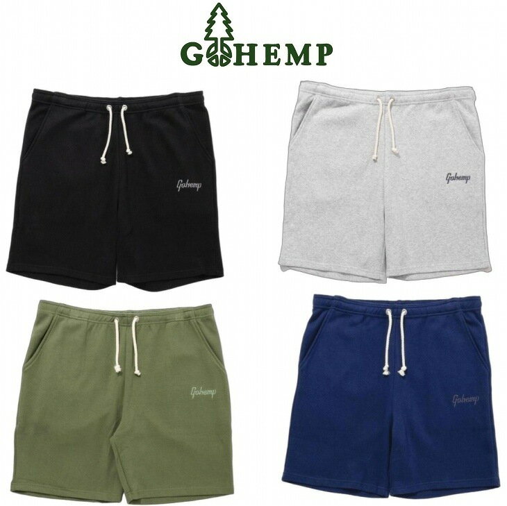 GOHEMPゴーヘンプ SET UP SHORTS セットアップショーツ 打ち込みが良く程よい肉感で耐久性 柔らかさと肌触りに優れたスムースジャージー 丈をやや膝上に設定し見た目がルーズになり過ぎないバランス左ポケット上オリジナル刺繍ロゴがアクセント