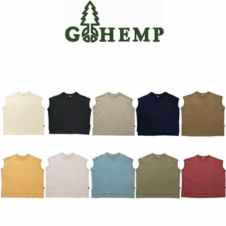 GOHEMP ゴーヘンプ HONEY SLEEVE-LES TEEハニースリーブスレスT ラフなのに女性らしい上品な印象が魅力 ゆとりを持たせリラックスした着心地ながらも広すぎない襟ぐり 肩幅をやや大きく取り腕が出すぎないよう計算されたシルエット 抜群の着回し
