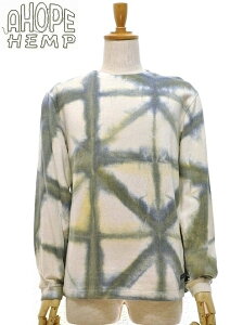【送料無料】【MEN'S】A HOPE HEMP アホープヘンプ "格子染め""REGULAR L/S TEE ベーシックロングスリーブT。古くから伝わる日本の色"紅殻(ベンガラ)"環境循環型社会に適した無害、天然の顔料を使用。