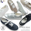 REFRESH WALK リフレッシュウォーク レディース スニーカー レースアップ カジュアルシューズ コンフォート 3E 幅広設計 軽量 痛くない おしゃれ プレゼント ギフト シンプルで細身な見た目の快適レースアップスニーカー