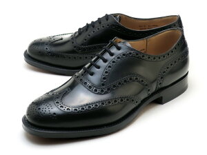 チャーチ バーウッド ポリッシュドバインダー 靴 ブラック ウィングチップ カーフ メンズ Church's Burwood Polished binder Black MADE IN ENGLAND