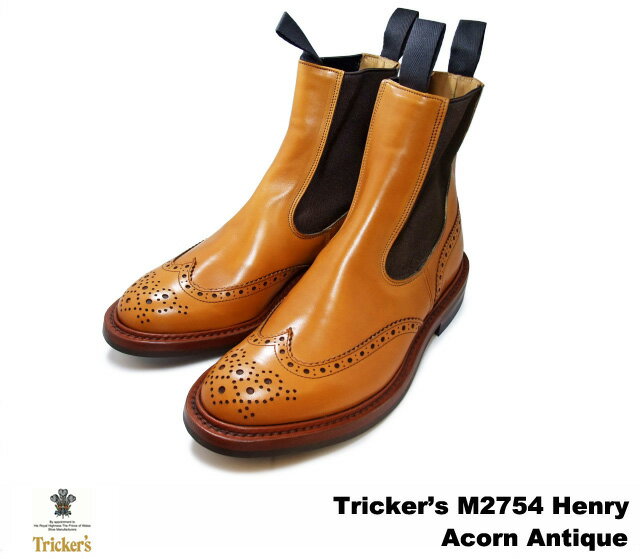 ȥå ȥ꡼֡ ɥ 󥢥ƥ 󥰥å  ֡ ɥ֡ Tricker's M2754 Henry Elastic Brogue Boot Acorn Antique