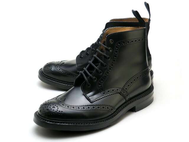 トリッカーズ カントリーブーツ ストウ ウィングチップ ブラック ボックス カーフ ダイナイトソール メンズ ブーツ Tricker's M5634 Country Boot Stow Black Box Calf