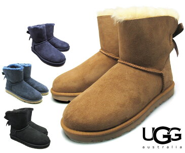アグ ミニ ベイリーボウ シープスキン ムートンブーツ UGG MINI BAILEY BOW 1005062 【5 COLORS】 BLACK CHESTNUT GREY NAVY PEACOAT バックリボン