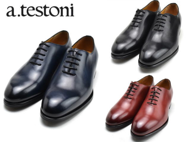 ア テストーニ ホールカット プレーントゥ a.testoni PLANE TOE MS47678 BLACK INDIGO WINE 靴メンズ靴 シューズ ビジネス ドレス 靴