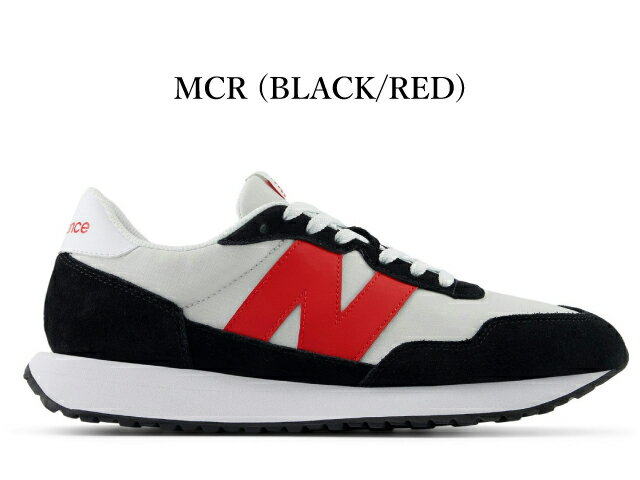 乐天商城 - ニューバランス スニーカー メンズ 237 new balance M237 MS237 MCR ブラック レッド ビッグNロゴ 靴