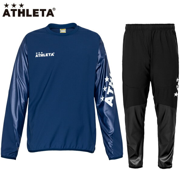 アスレタ ピステシャツ パンツ 上下セット 大人用 サッカー フットサル トレーニングウェア ジャージ ATHLETA 18012-18013 NVY/BLK