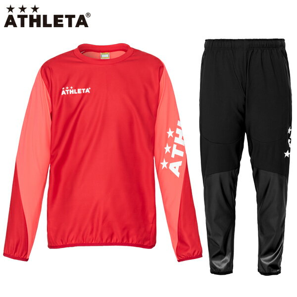 アスレタ ピステシャツ パンツ 上下セット 大人用 サッカー フットサル トレーニングウェア ジャージ ATHLETA 18012-18013 RED/BLK