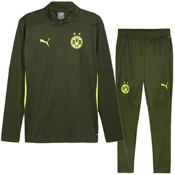 プーマ 24-25 BVB ドルトムント トレーニング1/4 ジップトップ&パンツ 大人用 サッカー トレーニングウェア上下セット puma 777610/777617