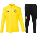 プーマ 24-25 BVB ドルトムント トレーニング1/4 ジップトップ&パンツ 大人用 サッカー トレーニングウェア上下セット puma 777610/77...