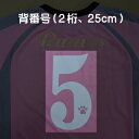 大人用の一般的な大きさ（高さ25cm）の背番号（2桁）です。 ご希望の番号は「ご要望欄」に記載してください。 背番号には画像のように足跡マークを無料で入れることも、入れないこともできます。 ※足跡マークは、ユニフォーム規定により日本サッカー協会主催の公式大会等に出場する場合は認められていませんのでご注意ください。 ※ご希望の書体とカラーを画像からお選びのうえ足跡マークの有無とともに「ご要望欄」からお知らせください。 ※お支払方法は、クレジットカードまたは銀行振込（前払い）のみとさせていただきます。 ※納期は（銀行振込の場合はお振込確認後）1週間〜10日程度お時間をいただきます。 （1〜2枚の場合はもう少しお時間がかかる場合もございますのでご了承ください。）　