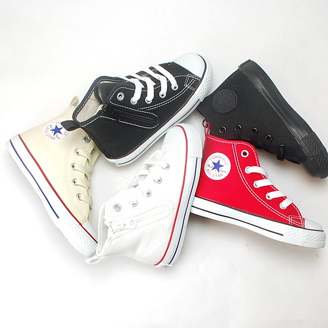 【9/1限定全品5%OFFクーポン】【ポイント10倍】コンバース チャイルド オールスター N Z HI CONVERSE CHILD ALL STAR N Z HI キッズ スニーカー ジュニア ホワイト レッド 子供靴 ファスナーブラック15.0cm〜22.0cm キャンバス 定番シューズ 【1707】