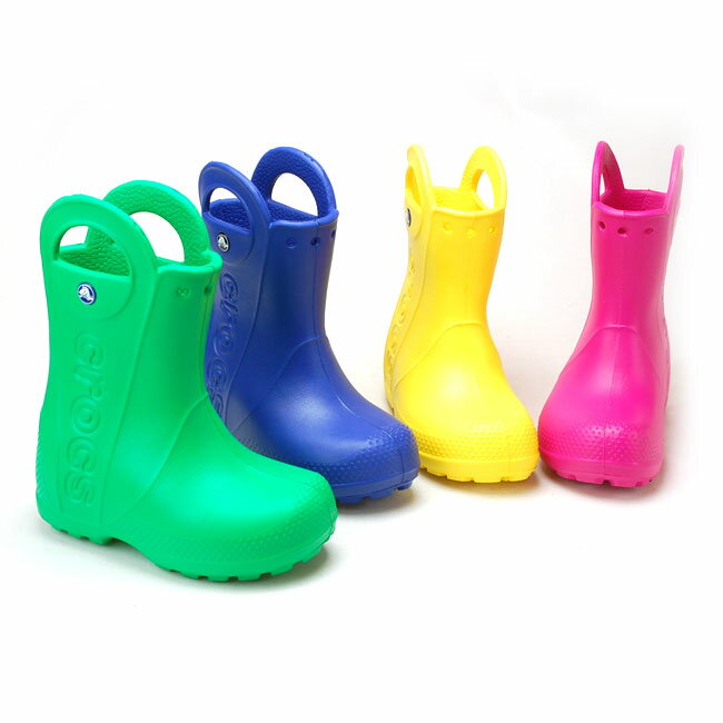 【9/1限定全品5%OFFクーポン】クロックス ハンドル イット レイン ブーツ キッズ 12803 キッズレインブーツ ジュニア crocs handle it rain boot kids ブルー ピンク イエロー グリーン 405 6X0 730 3E8 クロスライト 梅雨 防水 長靴 男の子 女の子【1905】