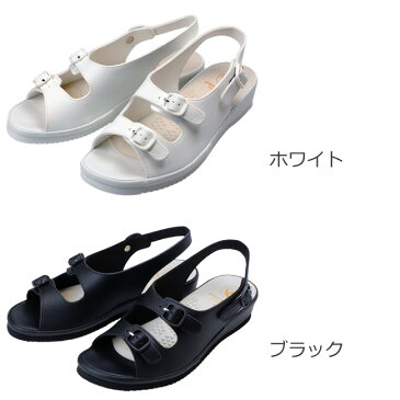ピュアウォカー コンフォート PW7611 オフィス サンダル pure walker ブラック ホワイト ベルト ゆったりホールド 足幅調整 フットベット 仕事履き ナースシューズ 健康サンダル レディース (1908)