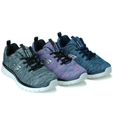 【送料無料】スケッチャーズ SKECHERS GRACEFUL TWISTED FORTUNE 12614 レディース スニーカー BKW NVBL BKMT 黒 マルチ 軽量 (1811)(E)