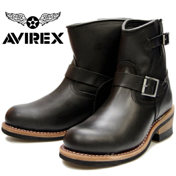 【お買い物マラソンポイントアップ5倍】 アビレックス ブーツ ホーネット AVIREX HORNET AV2225 BLACK メンズ レディース ショートエンジニアブーツ バイカーブーツ ミリタリーブーツ 革靴 バイク靴 2018秋冬新作 送料無料 【コンビニ受取対応】