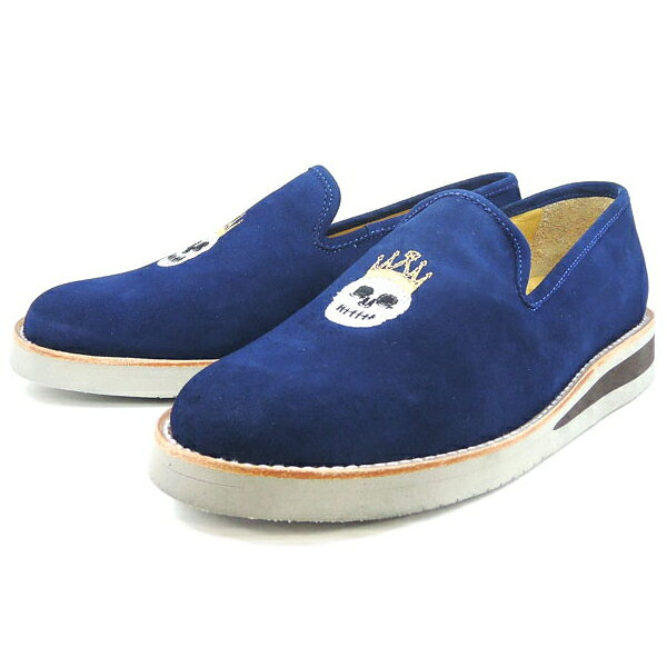 ●● カミナンド Caminando スリッポン ローファー 13121 Embroidery Slip On Shoes ネイビースエード （marino）大きいサイズ メンズ カジュアル シューズ 本革 スカル 骸骨 雑貨 靴 men's 【あす楽対応】【コンビニ受取対応】