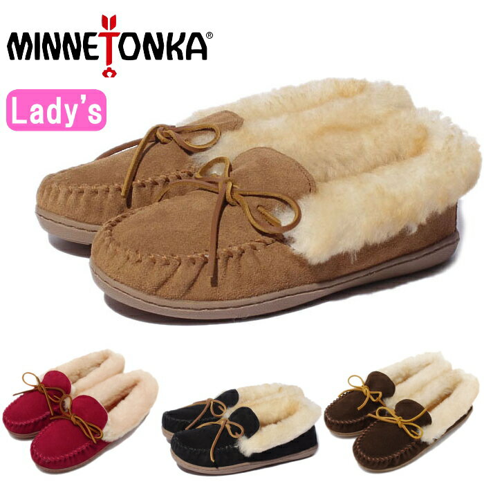 ●● MINNETONKA ALPINE SHEEPSKIN MOC ミネトンカ モカシン ボア 正規品 シープスキン レディース スエード カジュアルシューズ スリッポン 本革 ボア もこもこ 靴 送料無料のサムネイル
