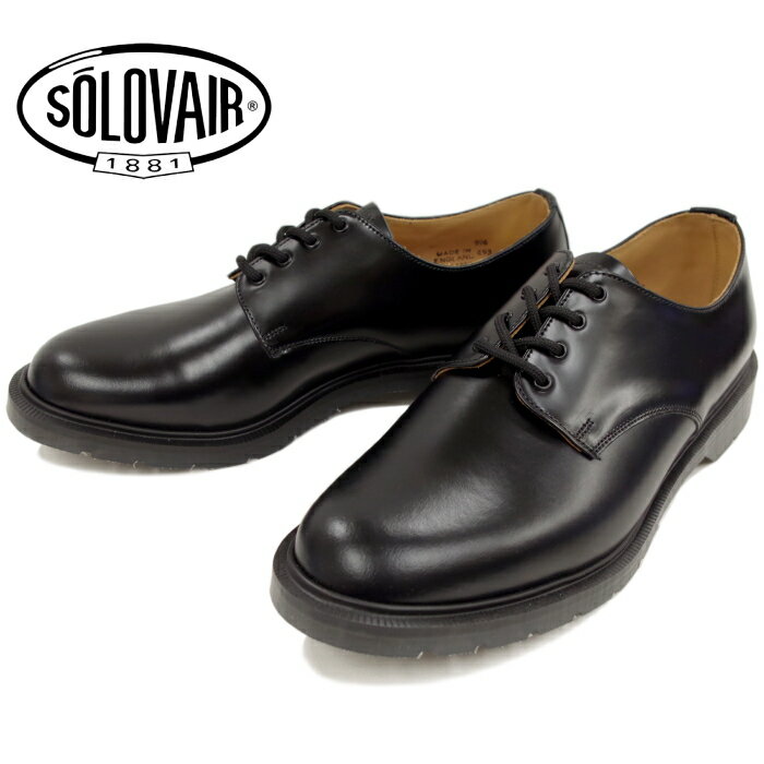 SOLOVAIR 4 EYE GIBSON SHOES 4-996 ソロヴェアー ギブソンシューズ ブラック プレーントゥシューズ オックスフォード レザー メンズ ビジネスシューズ 本革 ダービーシューズ イングランド 送料無料 【あす楽対応】