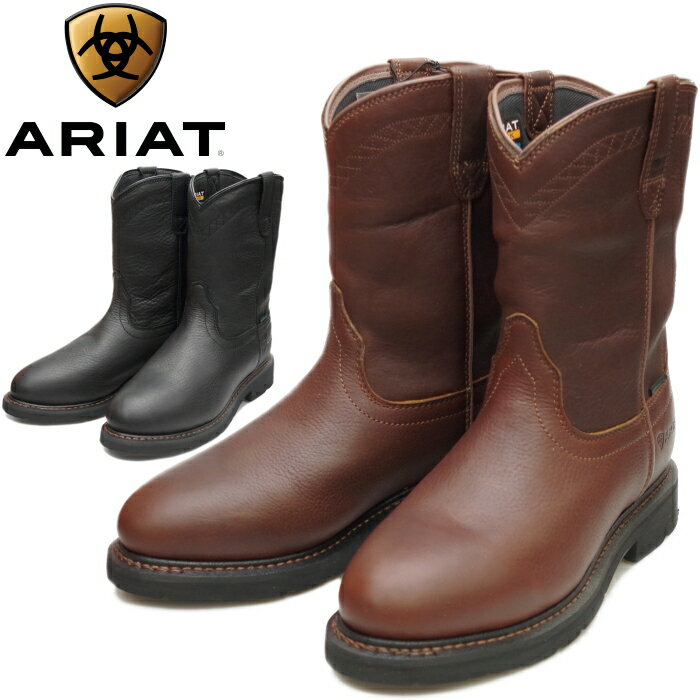 【お買い物マラソンポイントアップ5倍】 【SALE：50％OFF】 ARIAT ブーツ アリアット ウエスタンブーツ メンズ SIERRA WATERPROOF WORK BOOT 10034142 10002385 カウボーイブーツ ワークブーツ 本革 ペコスブーツ ウォータープルーフ 防水 送料無料 【あす楽対応】