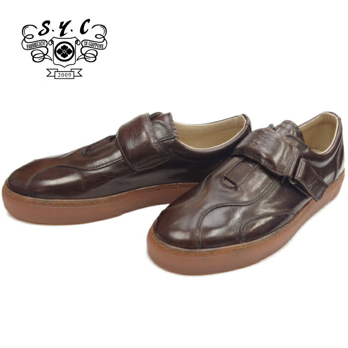 Rakuten - 【楽天スーパーSALEポイント最大10倍】 エスワイシー S.Y.C SYC 1805 [DARK BROWN] カジュアルシューズ メンズ スニーカー スリッポン ベルクロ ローカット 日本製 本革 レザー 送料無料 2018秋冬新作 【コンビニ受取対応】