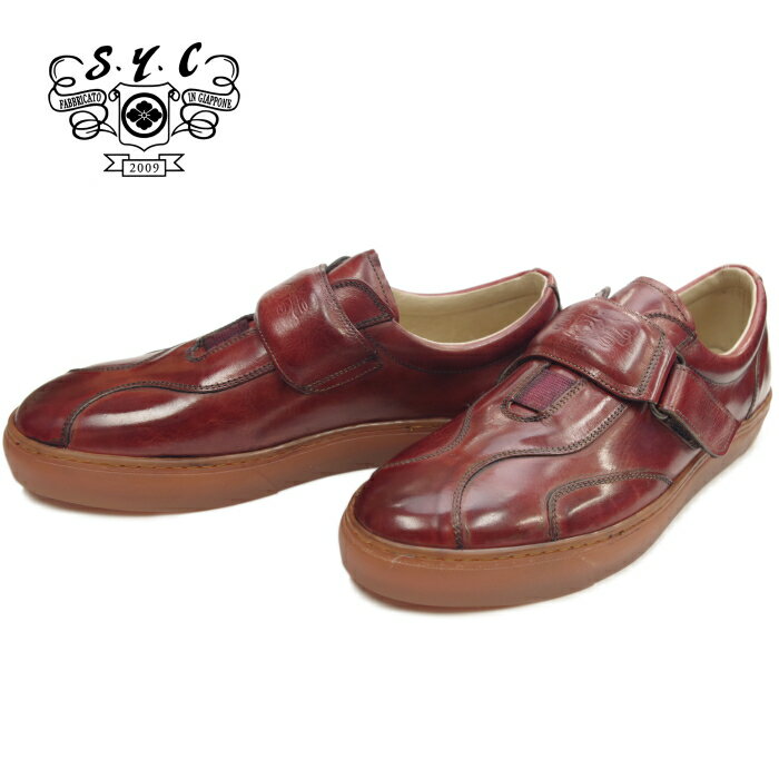 エスワイシー S.Y.C SYC 1805 [RED] カジュアルシューズ メンズ スニーカー スリッポン ベルクロ ローカット 日本製 本革 レザー 送料無料 2018秋冬新作 【コンビニ受取対応】