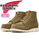 RED WING 3377 レッドウィング ブーツ レディース 本革 ［Olive Mohave Roughout］ 6 Classic Moc オリーブ モハヴェ ラフアウト クラシック モック ワークブーツ アイリッシュセッター アウトドア キャンプ アメリカ製 正規品 送料無料 【交換片道送料無料】