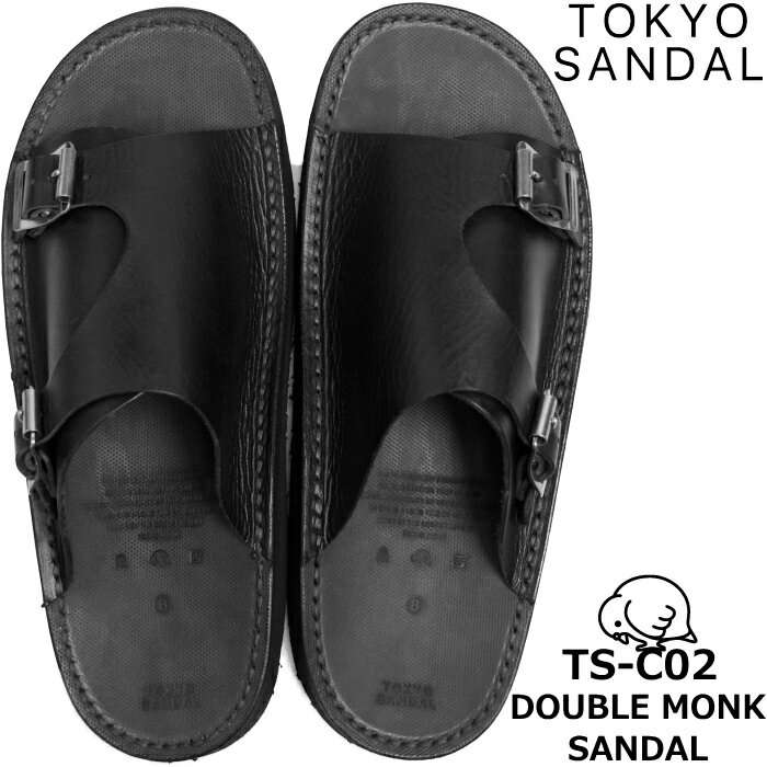 楽天上野アメ横 靴店 フットモンキーTOKYO SANDAL DOUBLE MONK SANDAL トウキョウサンダル ダブルモンクサンダル by ローリングダブトリオ TS-C02 BLACK サンダル メンズ レザー 日本製 東京サンダル スリッポン レザーサンダル 2023春夏新作 送料無料 【あす楽対応】