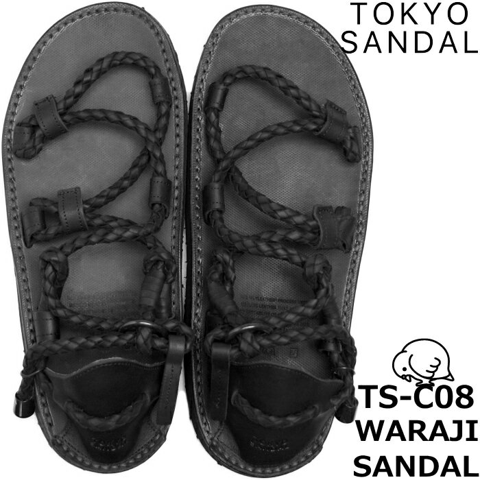 楽天上野アメ横 靴店 フットモンキーTOKYO SANDAL WARAJI SANDAL トウキョウサンダル 草鞋サンダル by ローリングダブトリオ TS-C08 BLACK サンダル メンズ レザー 日本製 東京サンダル スリッポン レザーサンダル 2023春夏新作 送料無料 【あす楽対応】