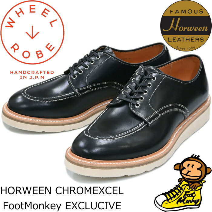 乐天商城 - ウィールローブ 15078F WHEEL ROBE HEAVY STITCHING MOC TOE ブラック クロムエクセル Uチップシューズ モックトゥシューズ メンズ ビジネスシューズ 本革 レザー ワークドレス 通勤 日本製 フットモンキー別注 プレゼント 送料無料