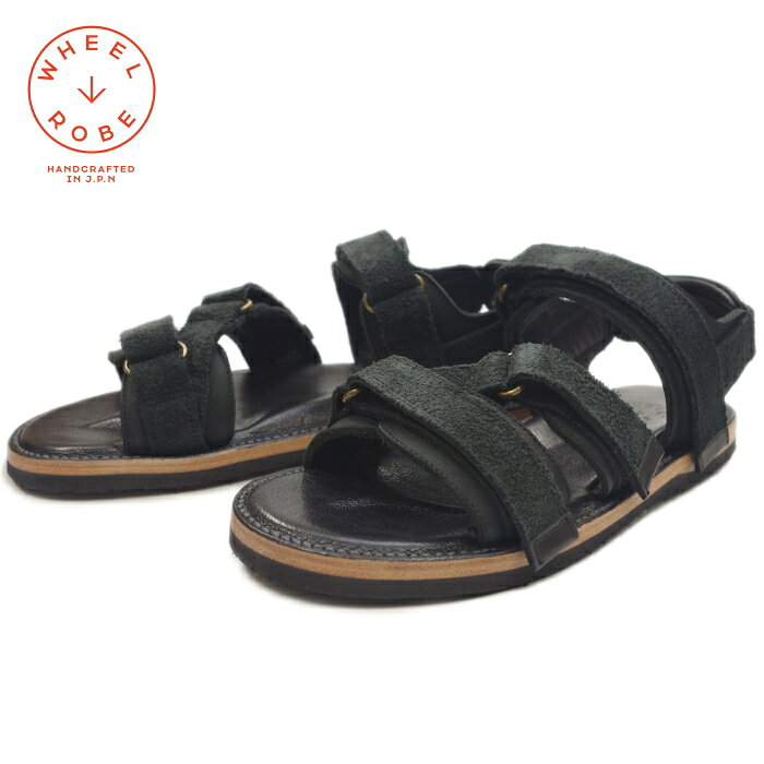 ●● 【SALE：50％OFF】 ウィールローブ WHEEL ROBE WANDERING SANDALS 15082S ブラックカリコスエード HORWEEN ホーウィン スポーツサンダル サンダル メンズ レザー 日本製 送料無料 【あす楽対応】 【コンビニ受取対応】