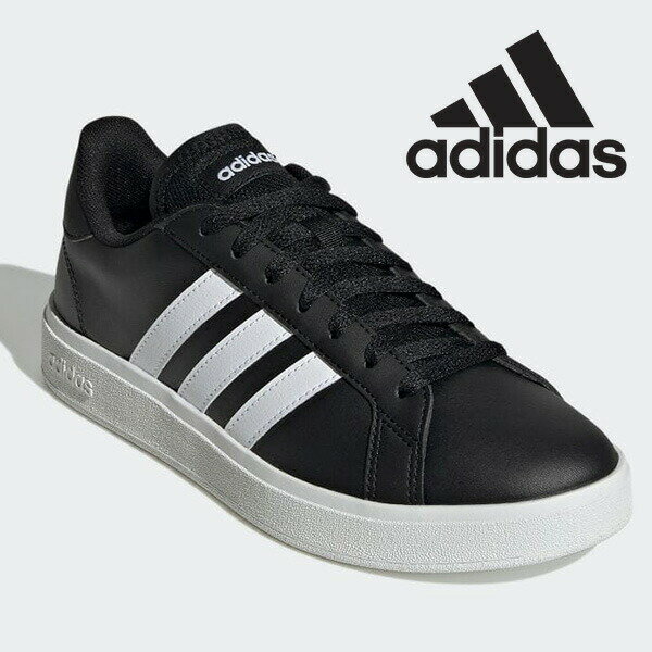 アディダス スニーカー メンズ 靴 シンプル おしゃれ スポーティー スリーストライプ カジュアル 大きいサイズ 黒 ブラック 白 ホワイト adidas GR...