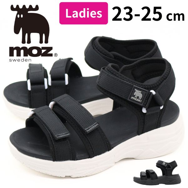 モズ サンダル レディース 靴 スポーツサンダル 黒 白 ブラック ホワイト 軽量 軽い 厚底 スポサン マ..