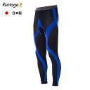 【1点までメール便対象】【日本製】Runtage アスリートランナーPRO V2 スポーツタイツ ランニングタイツ 10分丈 ブルー コンプレッション メンズ/...