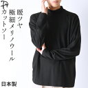 日本製 モックネック カットソー メンズ メリノウール 長袖 tシャツ 黒 ブラック ベージュ グレージュ 冬 薄手 セーター ロンt ブランド 無地 ハイネッ...