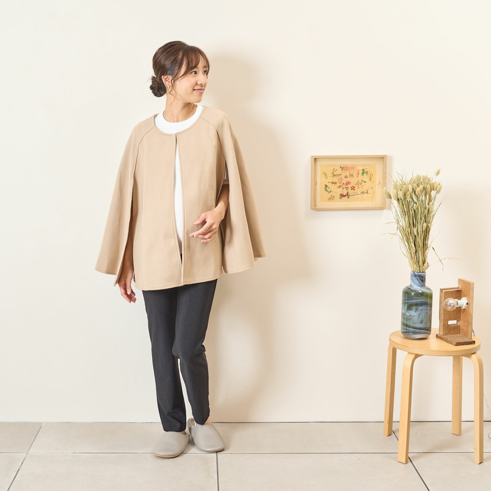 [for mom] デザインスリット マント レディース 産前産後 ママ 妊婦 春 夏 秋 冬 20代 30代 40代 OL [4..