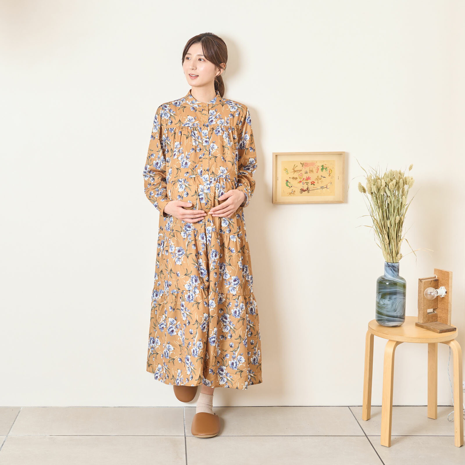 Rakuten - [for mom]花柄ティアードワンピース レディース 産前産後 ママ 妊婦 春 夏 秋 冬 20代 30代 40代 OL[63717]