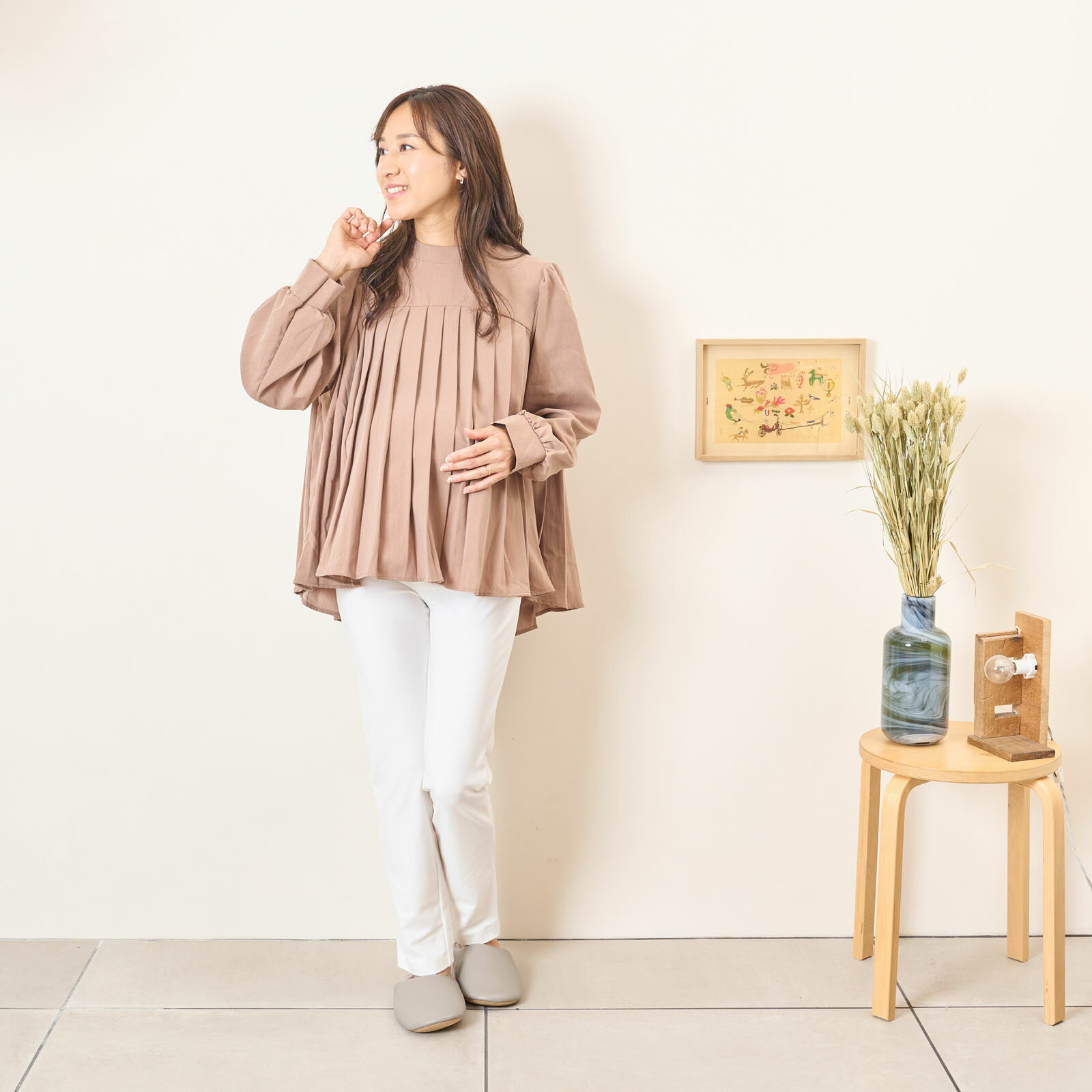 Rakuten - [for mom] プリーツ切り替え ブラウス レディース 産前産後 ママ 妊婦 春 夏 秋 冬 20代 30代 40代 OL [71822]