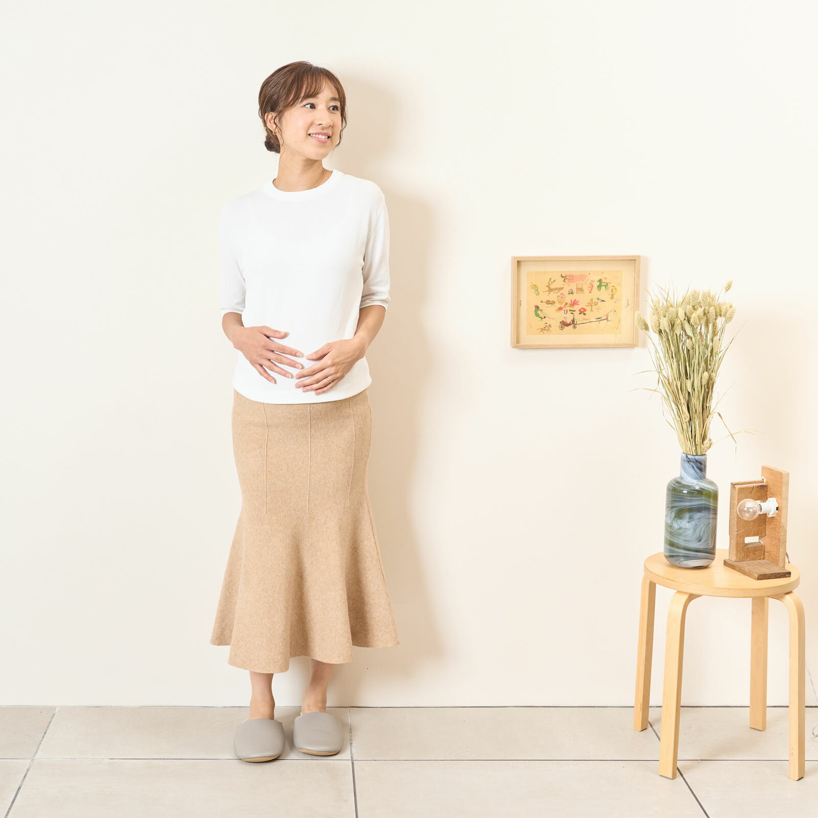 [for mom]ニットマーメイドスカート レディース 産前産後 ママ 妊婦 春 夏 秋 冬 20代 30代 40代 OL [73051]