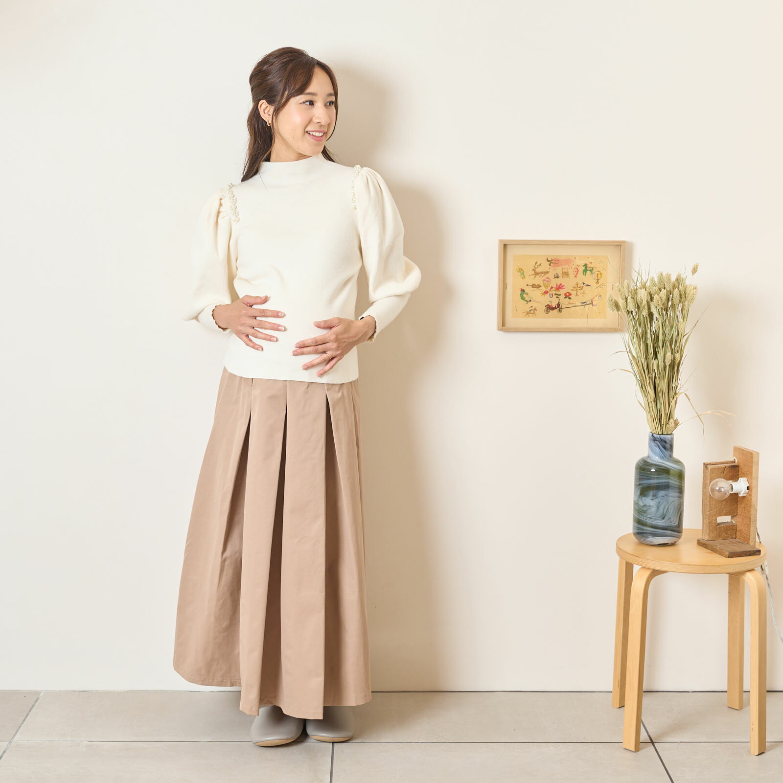 Rakuten - [for mom] タック入りフレアスカート レディース 産前産後 ママ 妊婦 春 夏 秋 冬 20代 30代 40代 OL [MS-0012]