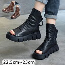 【特価販売!7/12 23:00まで】ブーツサンダル サマーブーツ レディース 厚底サンダル ウェッジソール ウェッジソール レディース 靴 ブーツ 美脚 牛革...