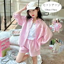韓国子供服 セットアップ 女の子 上下セット キッズ 長袖シャツ+キャミソール+ショートパンツ 3点セット ガールズ 学生 かわいい 蝶結び シャツ ショーツ 夏着 通学着 旅行 お出かけ イベント 誕生日 結婚式 呼ばれ ピンク ページュ 120 夏服