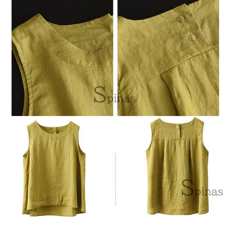 6色 重ね着で涼しく可愛い 40代 50代 コットンリネン 綿麻 タンクトップキャミソール 薄手綿生地 インナー くすみカラー 差し色 ホワイト 白 ブラック 黒 マスタード キャミソール ゆったり 生成り 大きいサイズ ナチュラルファッション 送料無料